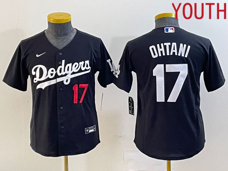 Youth Los Angeles Dodgers #17 Ohtani Black Nike Game MLB Jersey style 4->youth mlb jersey->Youth Jersey